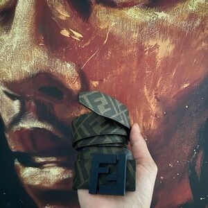 Fendi brown and dark blue belt